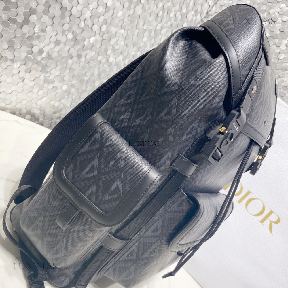Navy Blue C*D Diamond Canvas Medium D Hit The Road Backpack - Leather Backpack for Men