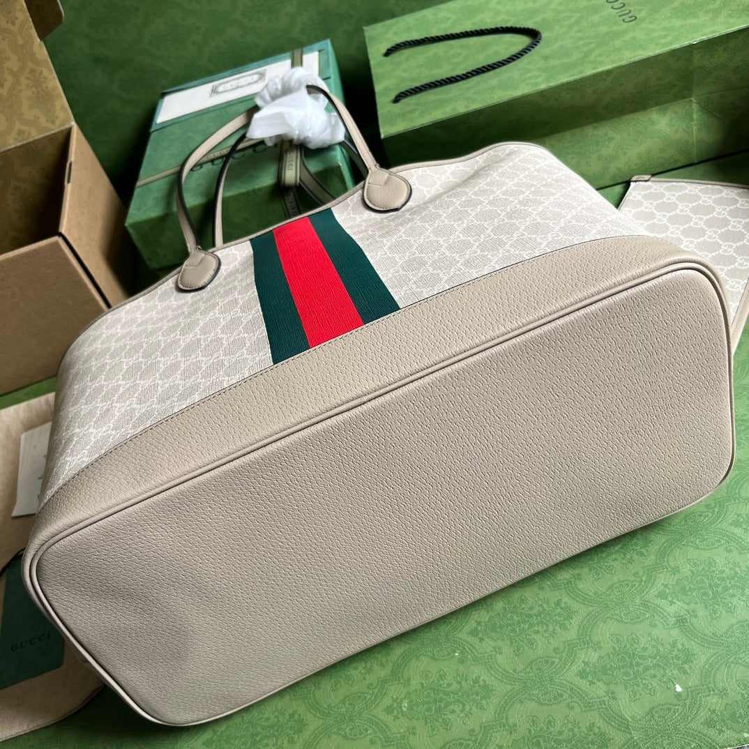 Ophidia Large Tote Bag Beige & White