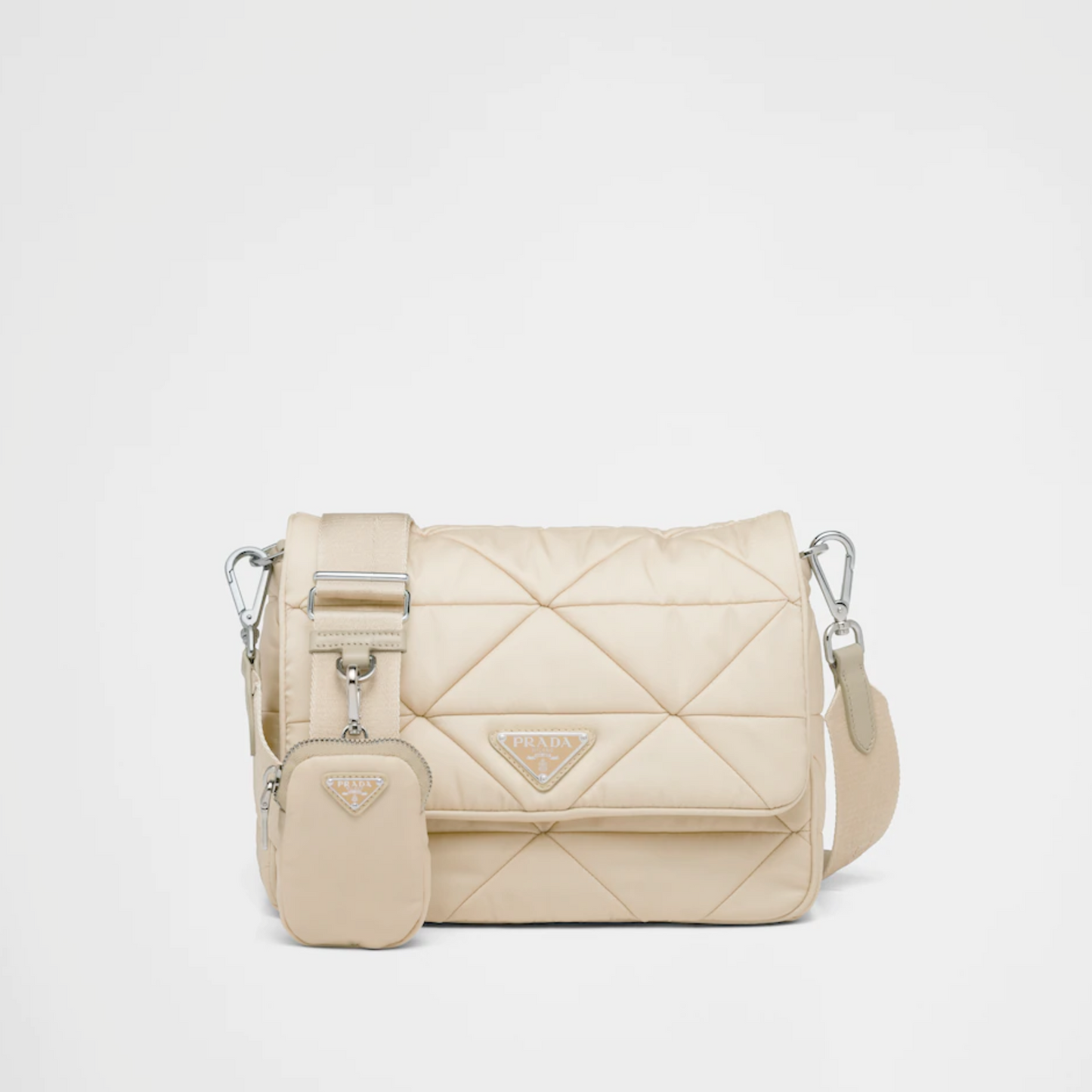 Padded Re-Nylon Shoulder Bag Desert Beige