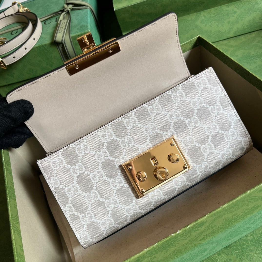 Padlock Mini Shoulder Bag Beige & White