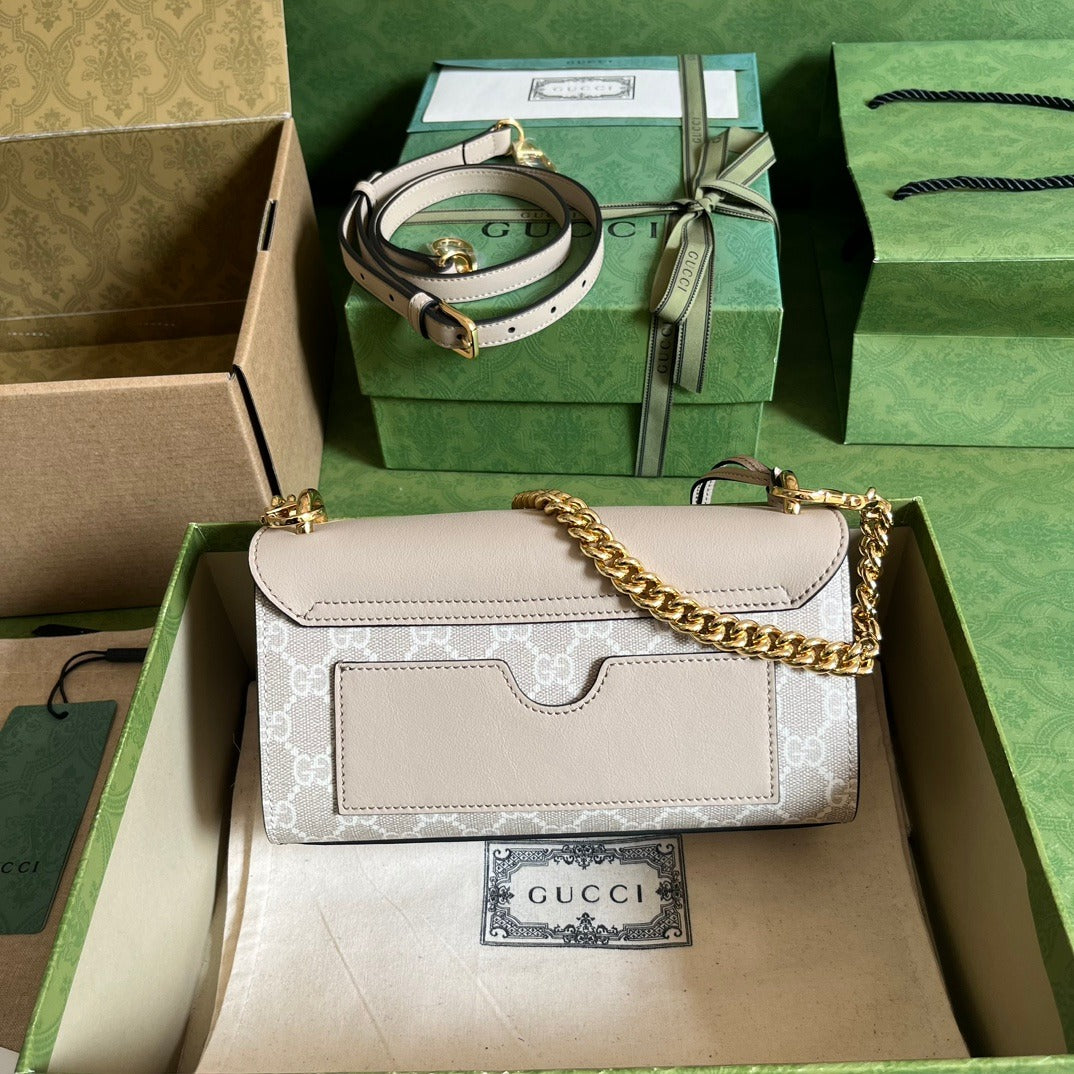 Padlock Mini Shoulder Bag Beige & White
