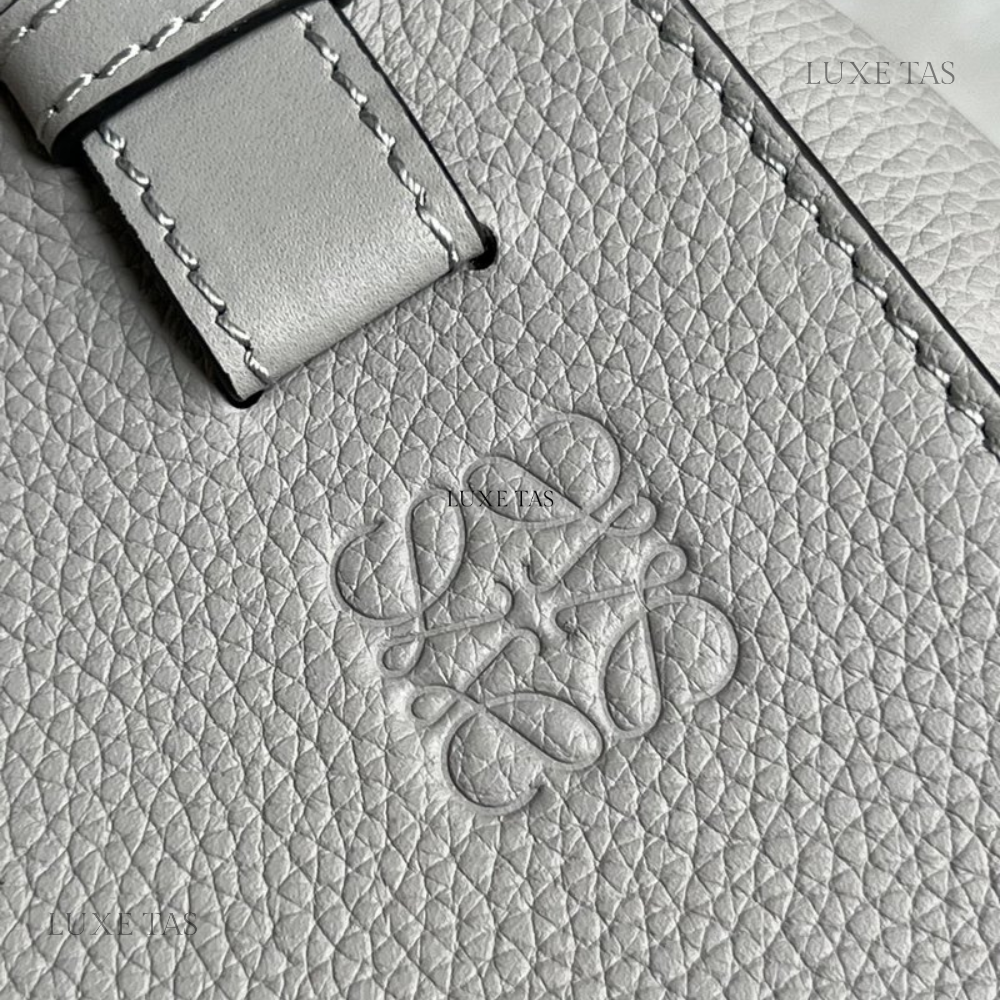 Pearl Grey Compact Hammock Bag In Soft Grained Calfskin - Leather Crossbody Bag for Women
