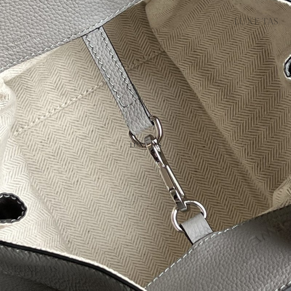 Pearl Grey Compact Hammock Bag In Soft Grained Calfskin - Leather Crossbody Bag for Women