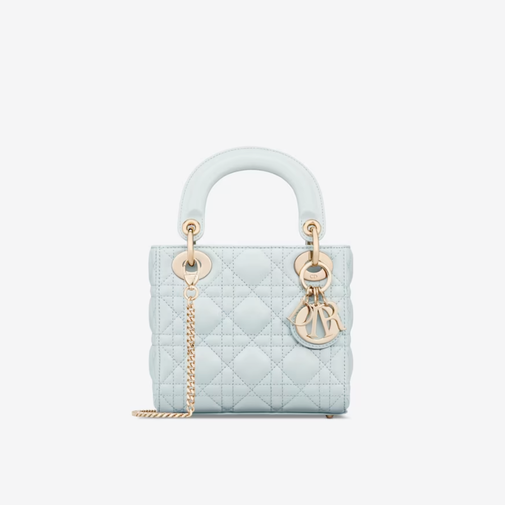Placid Blue Cannage Lambskin Mini Lady D Bag