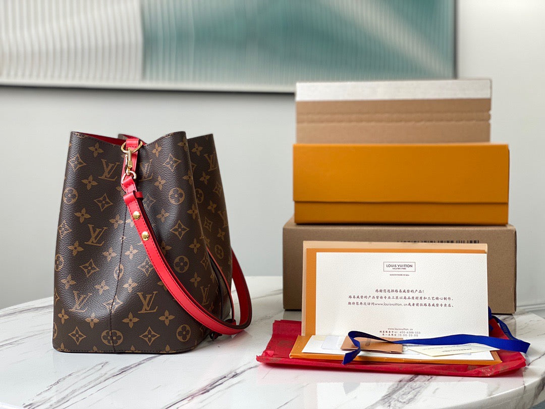Poppy Monogram NéoNoé MM Beuteltasche aus Leder für Damen