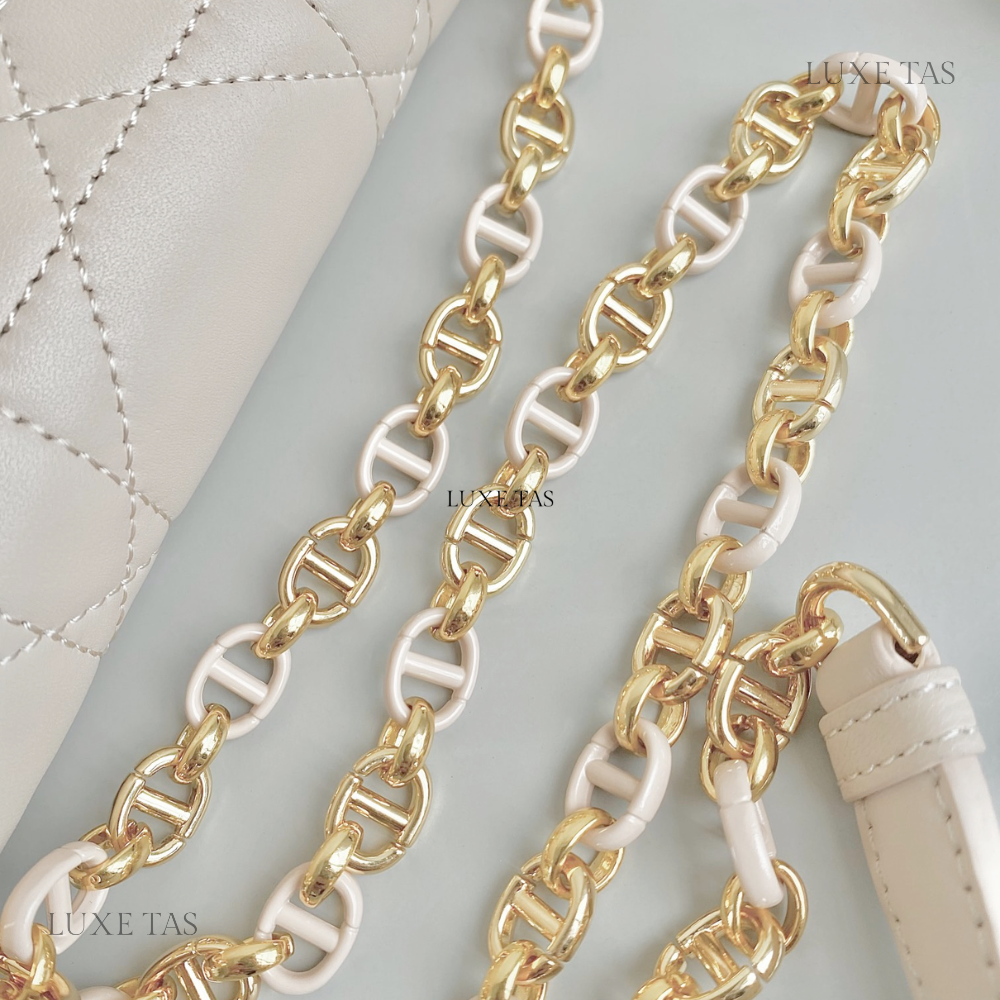Powder Beige Macrocannage Lambskin Miss Caro Mini Bag