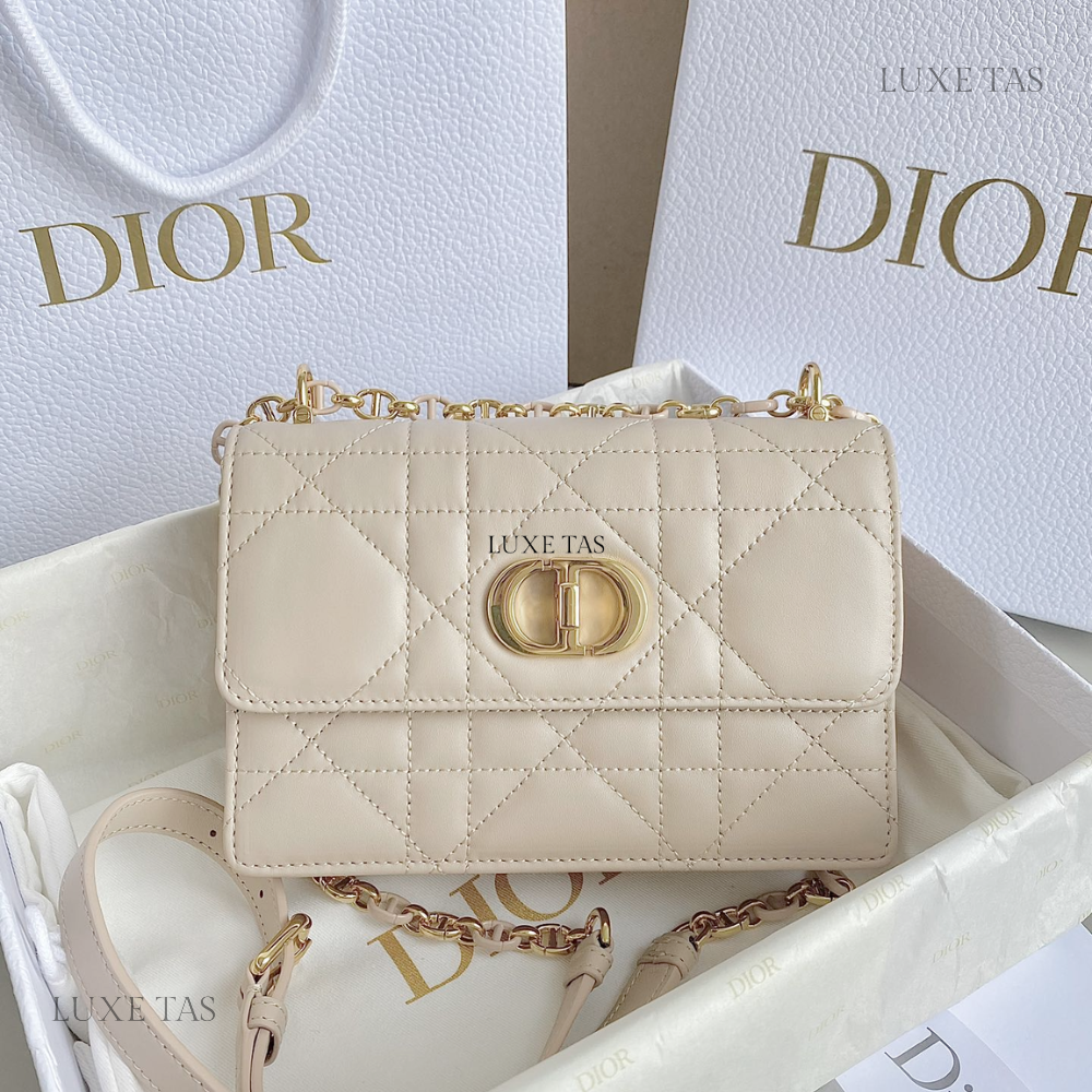 Powder Beige Macrocannage Lambskin Miss Caro Mini Bag