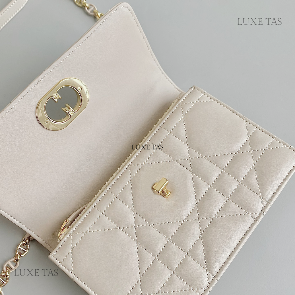 Powder Beige Macrocannage Lambskin Miss Caro Mini Bag