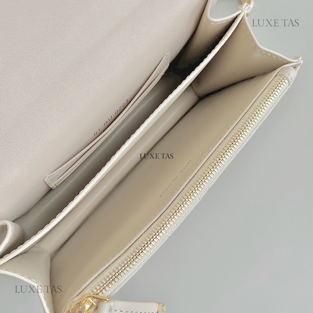 Powder Beige Macrocannage Lambskin Miss Caro Mini Bag