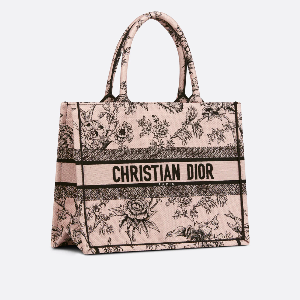 Powder Pink Jardin Botanique Embroidery Book Tote Tote Bag for Women