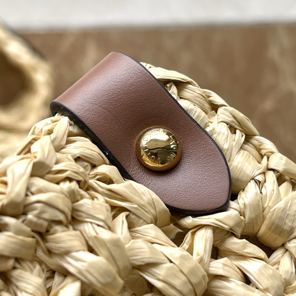Raffia Tan OnTheGo MM Leather Tote Bag for Women