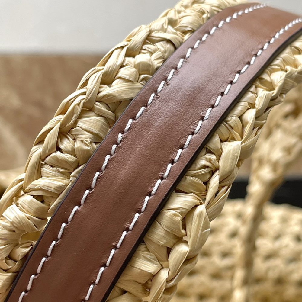 Raffia Tan OnTheGo MM Leather Tote Bag for Women