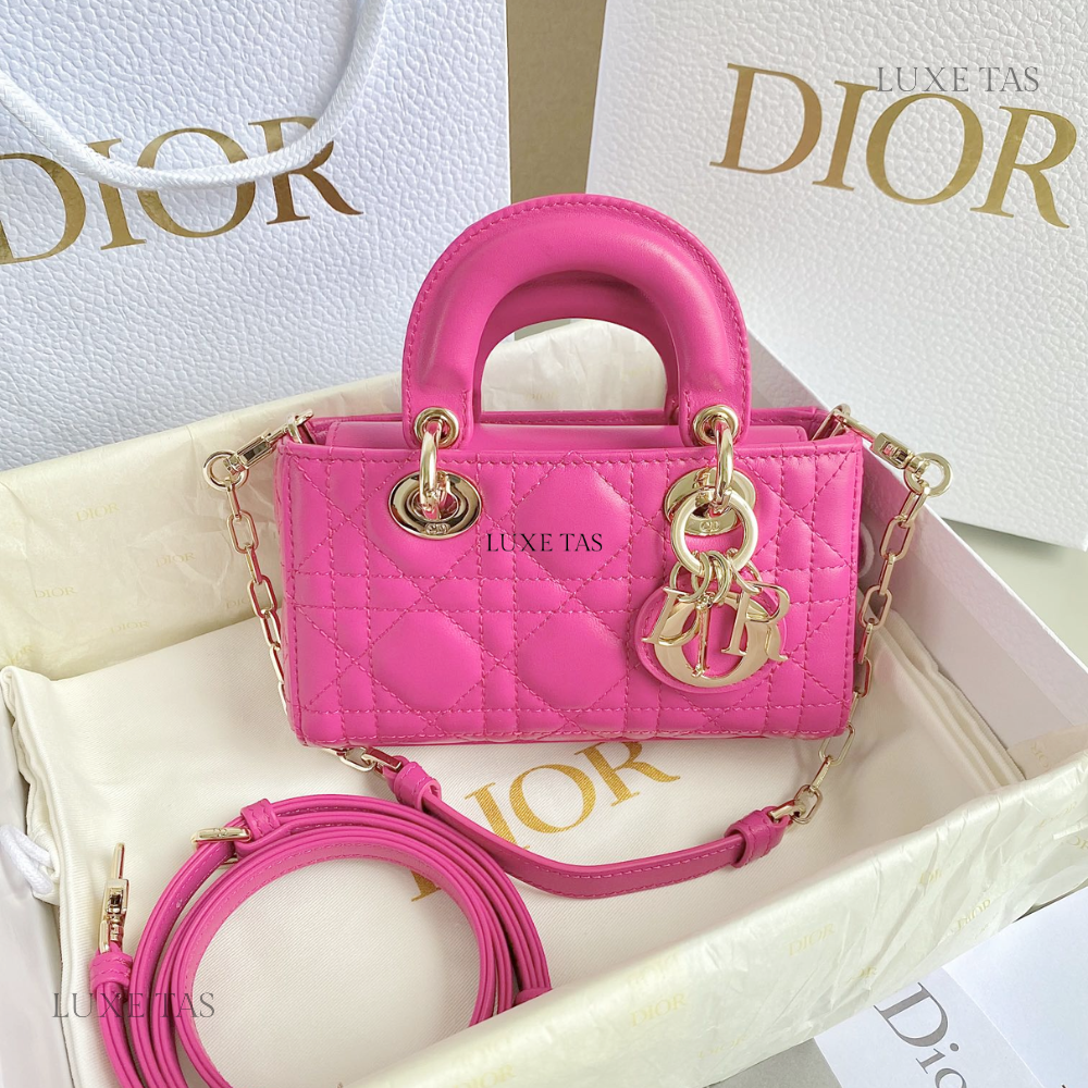 Rani Pink Cannage Lambskin Lady D-Joy Micro Bag