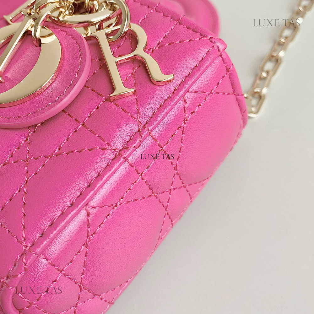 Rani Pink Cannage Lambskin Lady D-Joy Micro Bag