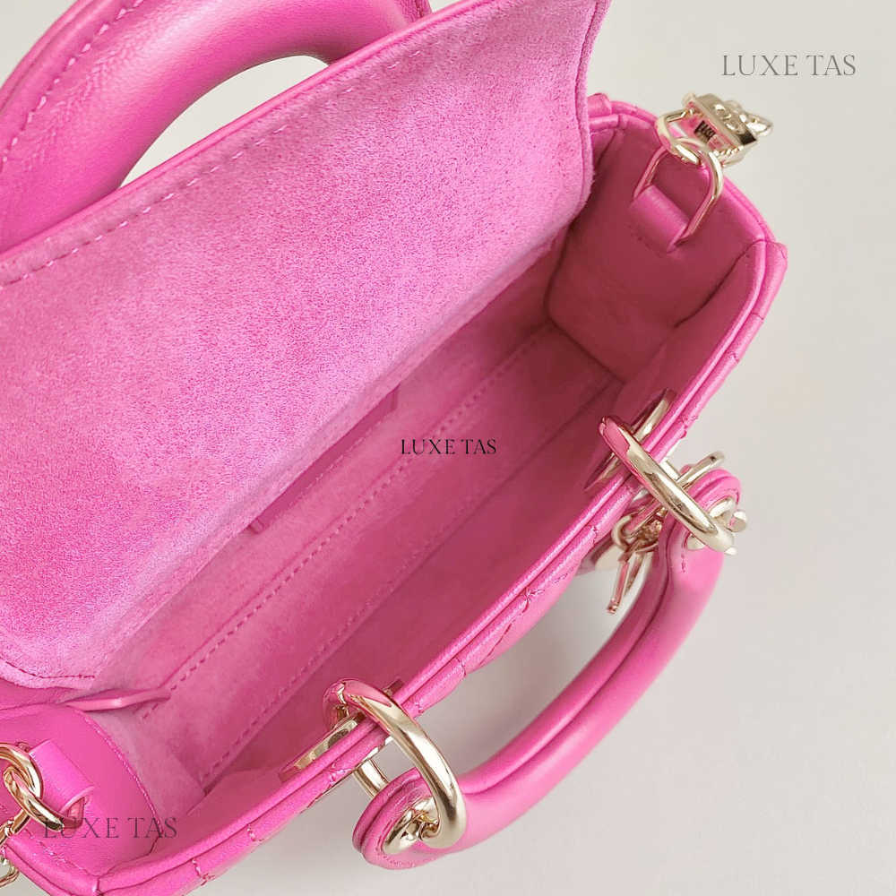 Rani Pink Cannage Lambskin Lady D-Joy Micro Bag