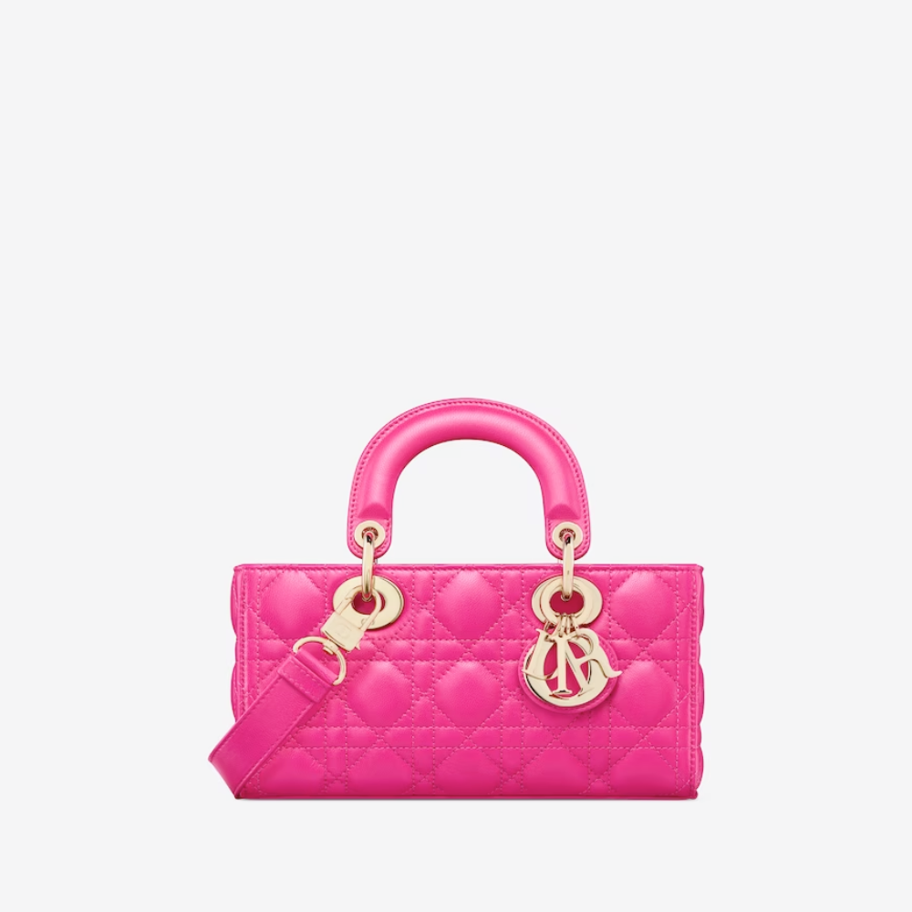 Rani Pink Cannage Lambskin Small Lady D-Joy Bag