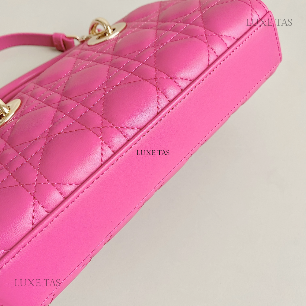 Rani Pink Cannage Lambskin Small Lady D-Joy Bag