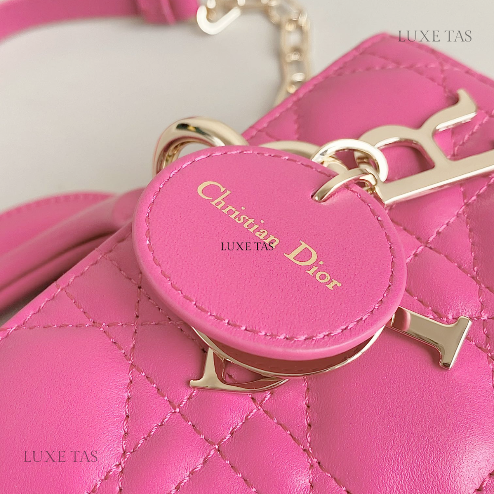 Rani Pink Cannage Lambskin Small Lady D-Joy Bag