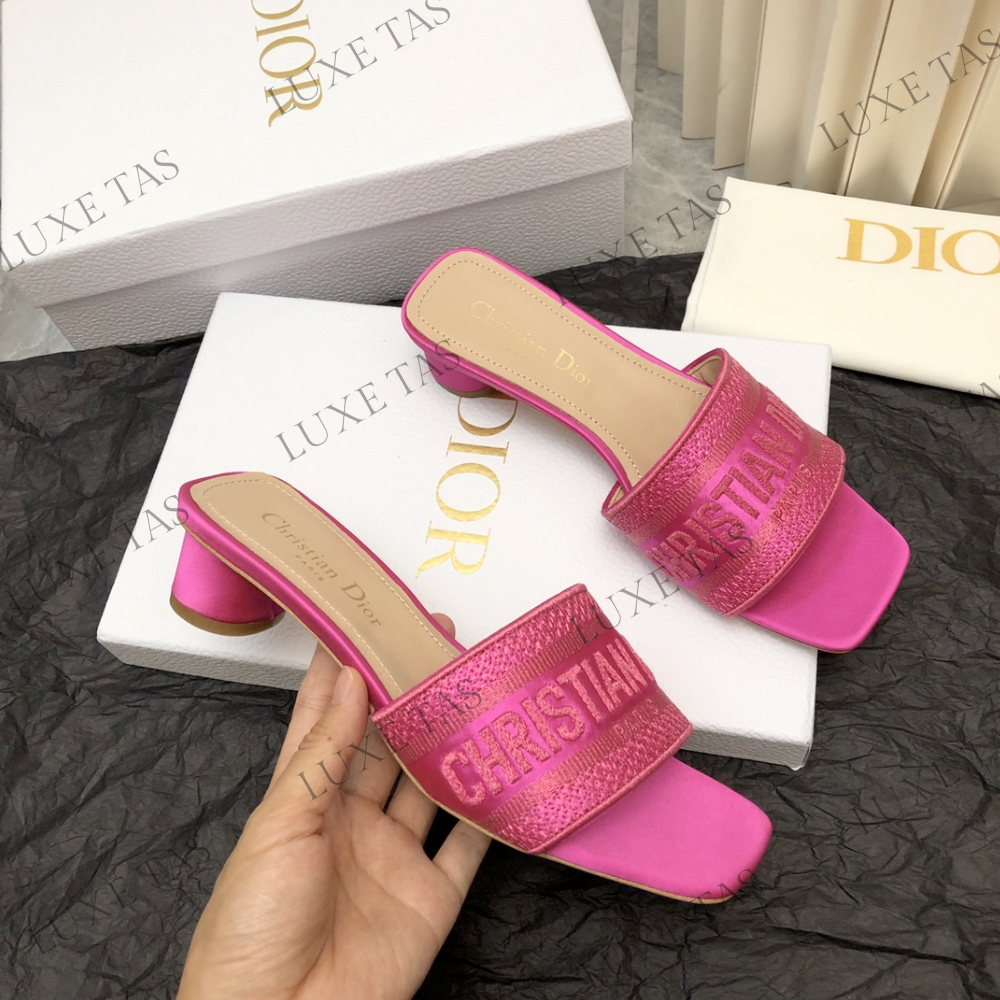 Rani Pink Embroidered Dway Heeled Slide