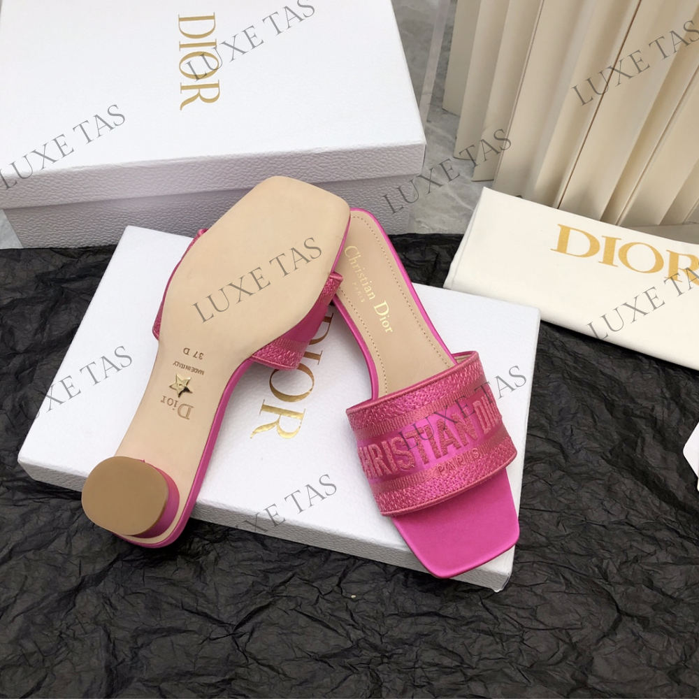 Rani Pink Embroidered Dway Heeled Slide