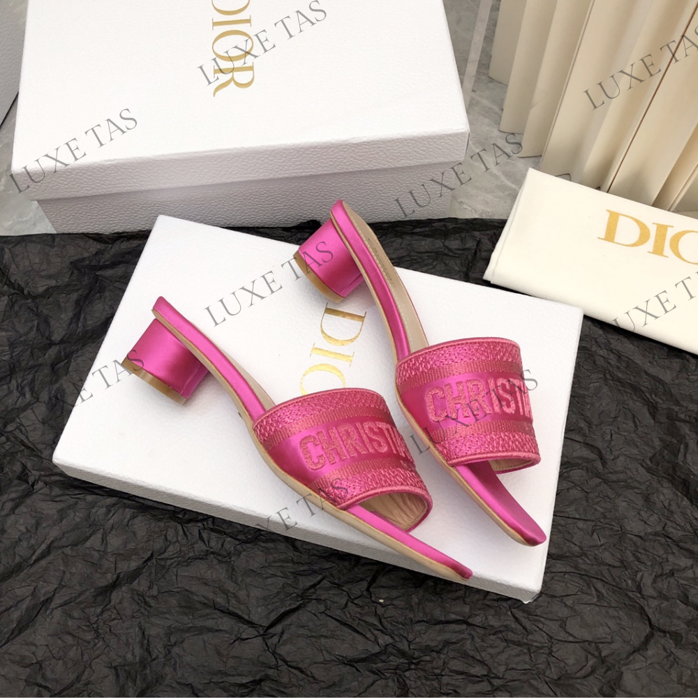 Rani Pink Embroidered Dway Heeled Slide