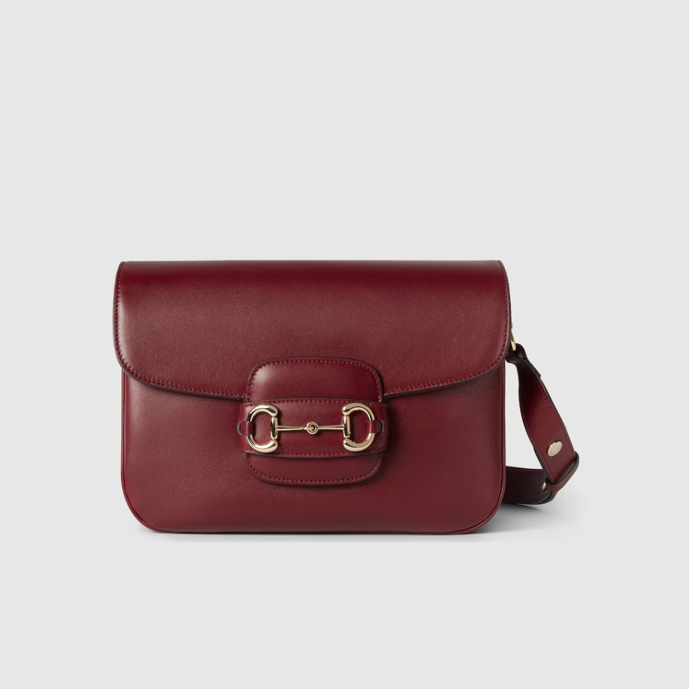 Red Horsebit 1955 Soft Medium Shoulder Bag Leather Shoulder Bag for Women