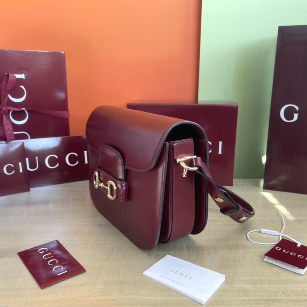 Red Horsebit 1955 Soft Medium Shoulder Bag Leather Shoulder Bag for Women