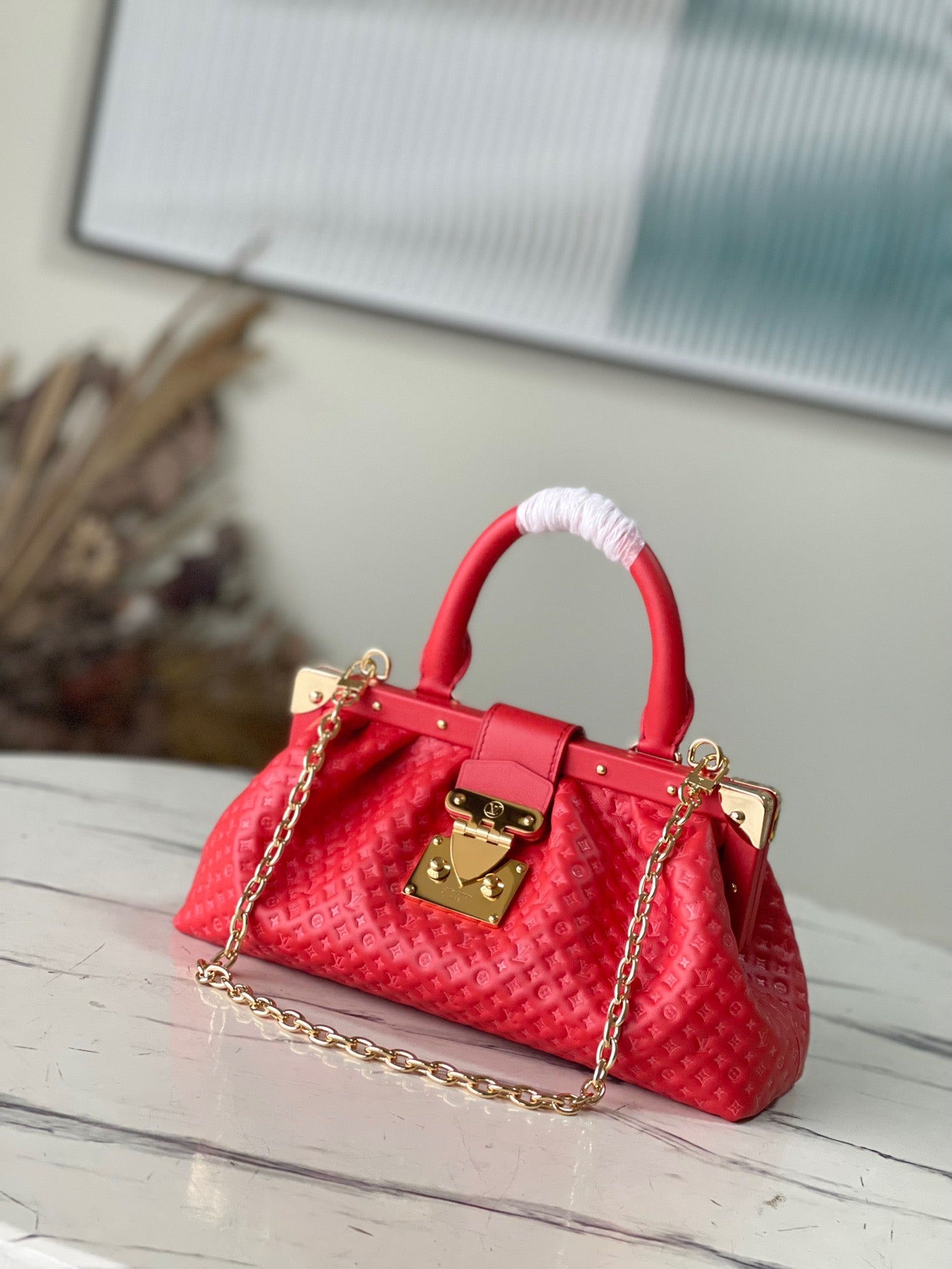 Red Monogram Clutch - Leather Handbag for Women