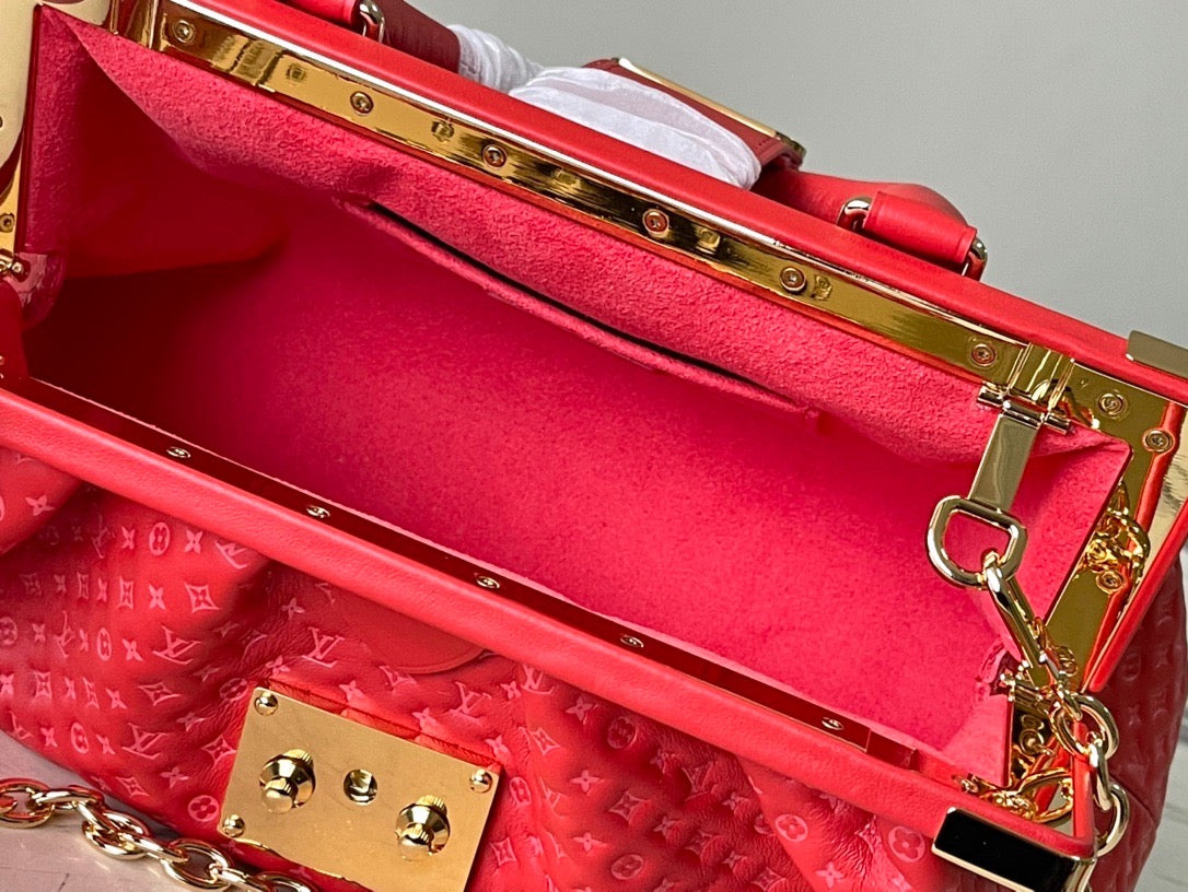 Red Monogram Clutch - Leather Handbag for Women