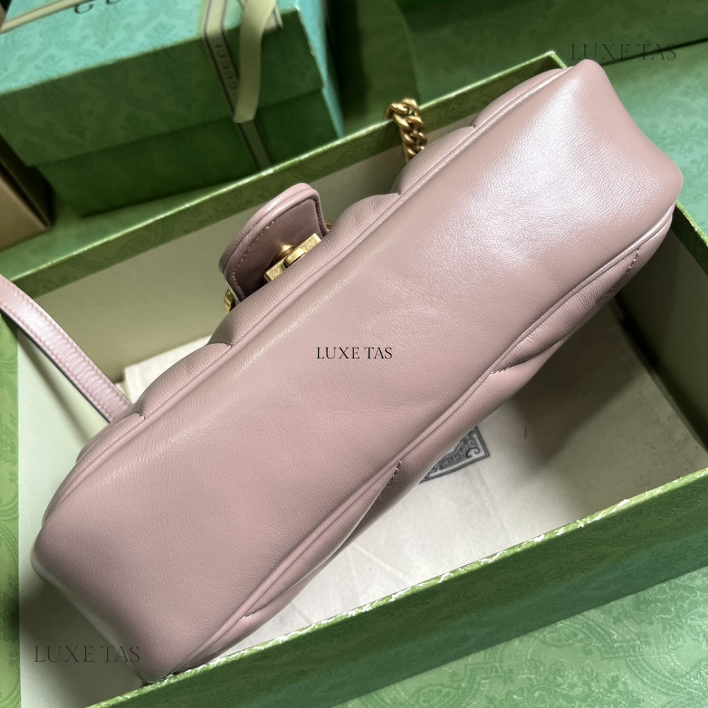 Rose Beige Leather GG Marmont Mini Shoulder Bag - Leather Shoulder Bag for Women
