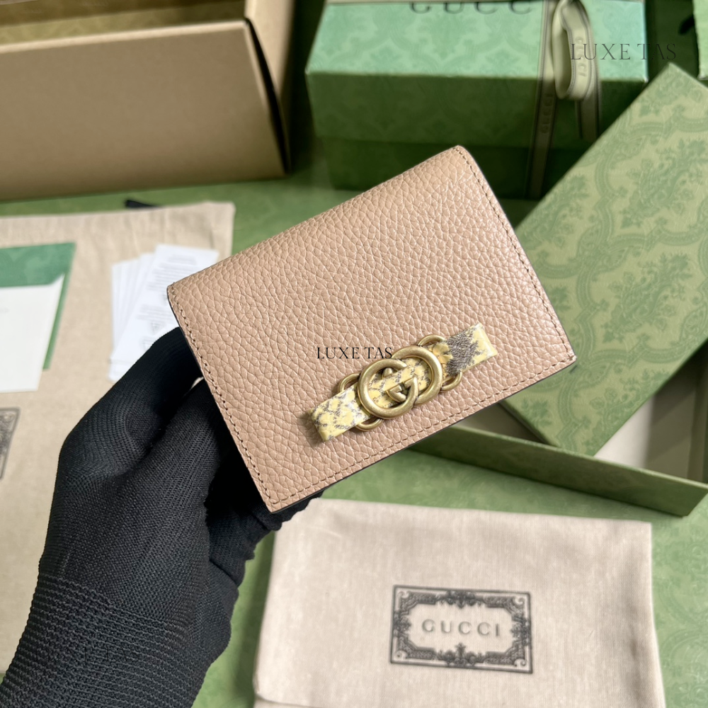 Rose Beige Wallet With Interlocking G Python Bow