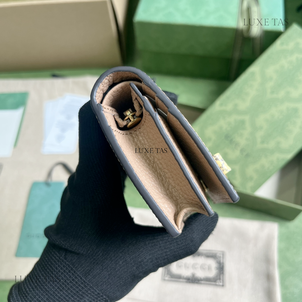 Rose Beige Wallet With Interlocking G Python Bow
