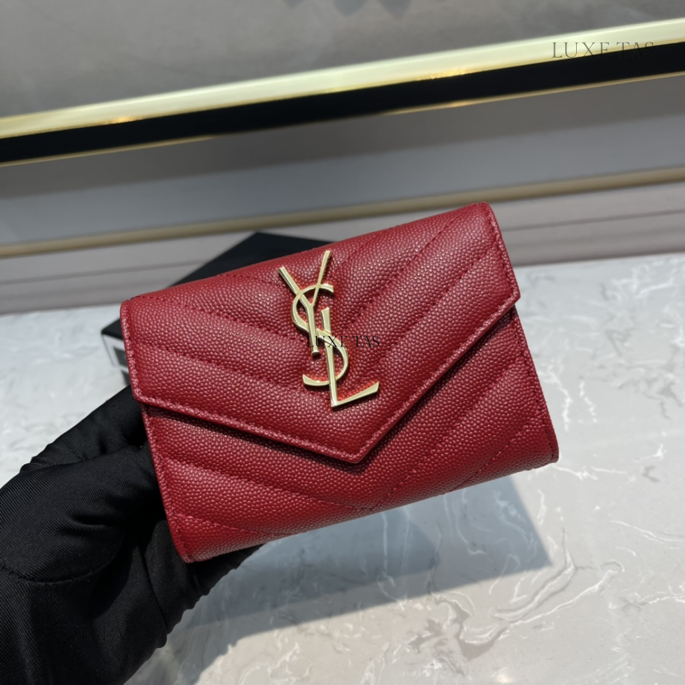 Rouge Opium Cassandre Matelassé Small Envelope Wallet - Leather Wallet for Women