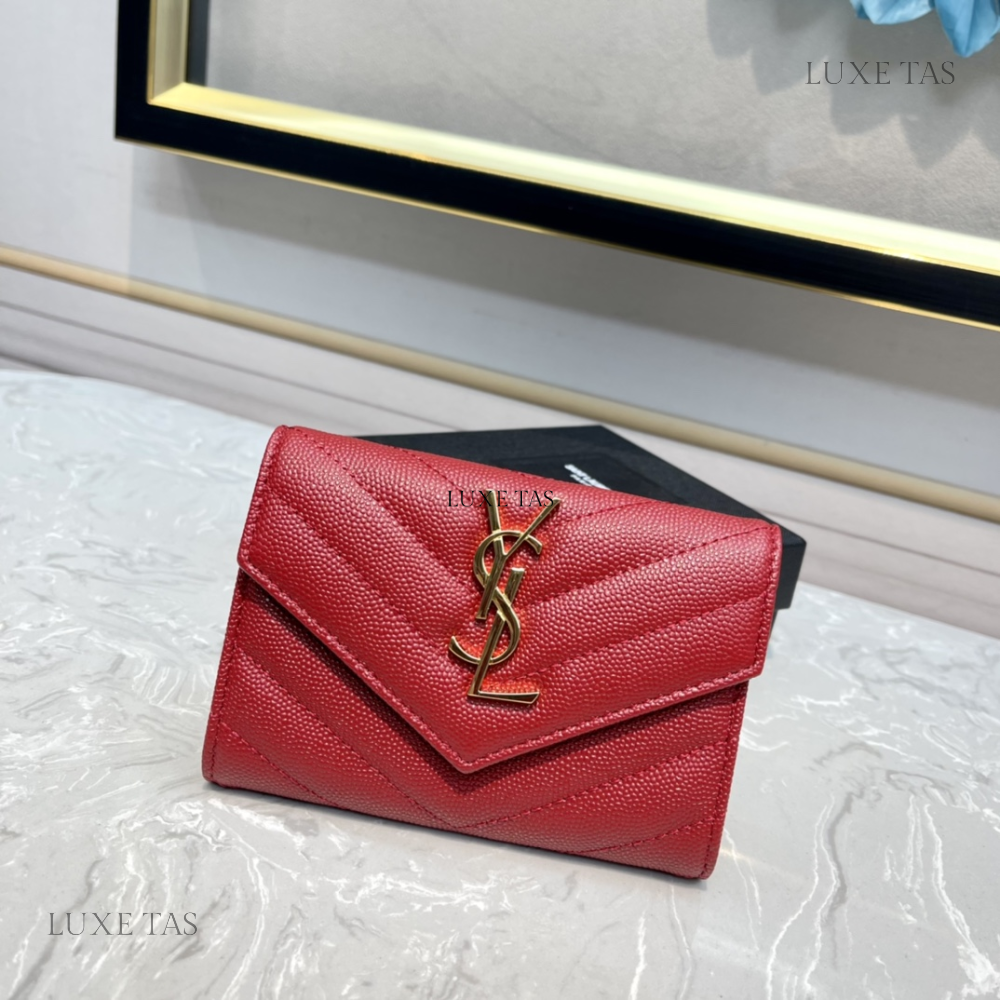 Rouge Opium Cassandre Matelassé Small Envelope Wallet - Leather Wallet for Womenư