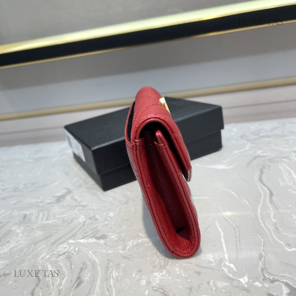 Rouge Opium Cassandre Matelassé Small Envelope Wallet - Leather Wallet for Women
