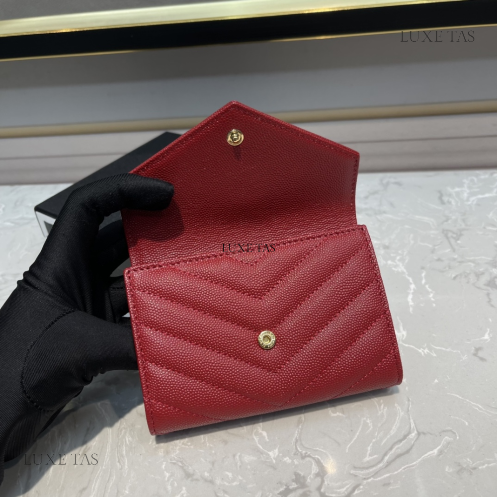 Rouge Opium Cassandre Matelassé Small Envelope Wallet - Leather Wallet for Women