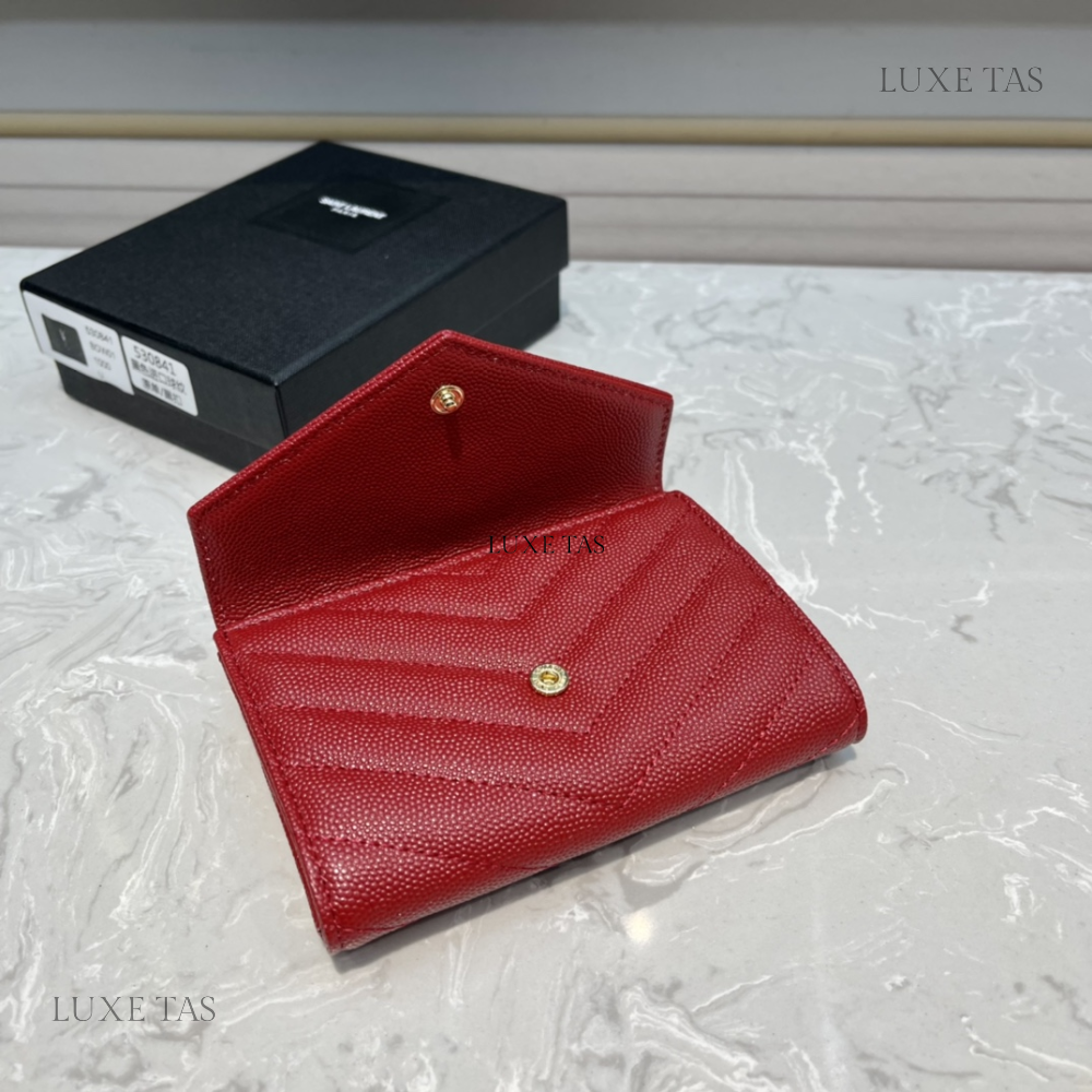 Rouge Opium Cassandre Matelassé Small Envelope Wallet - Leather Wallet for Women