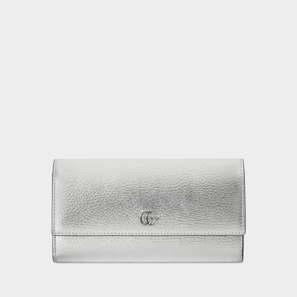 Silver GG Marmont Continental Wallet