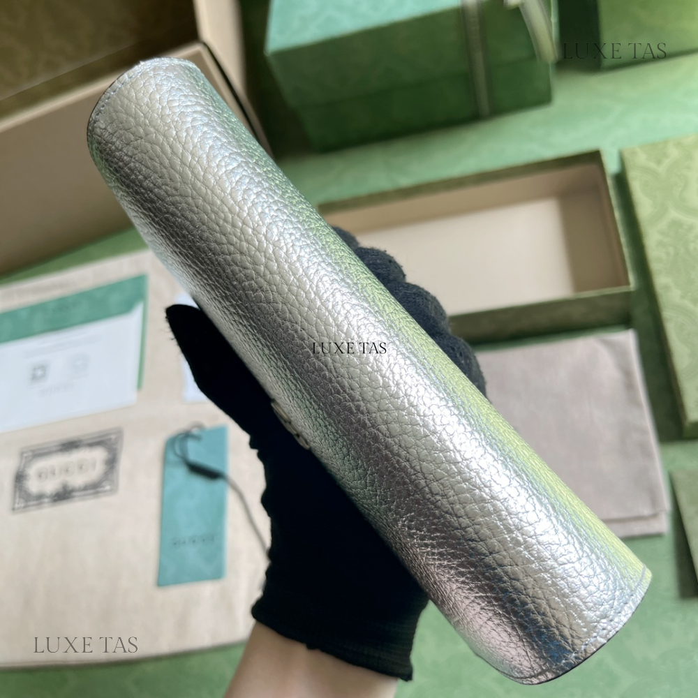 Silver GG Marmont Continental Wallet