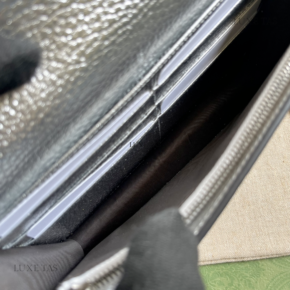 Silver GG Marmont Mini Chain Bag