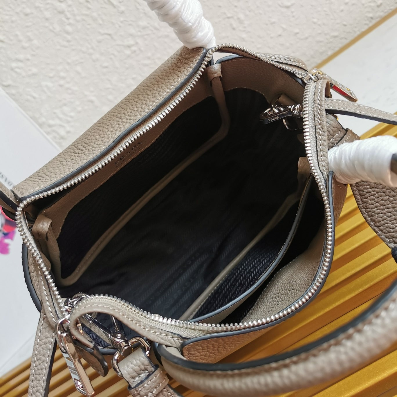 Small Leather Handbag Clay Grey