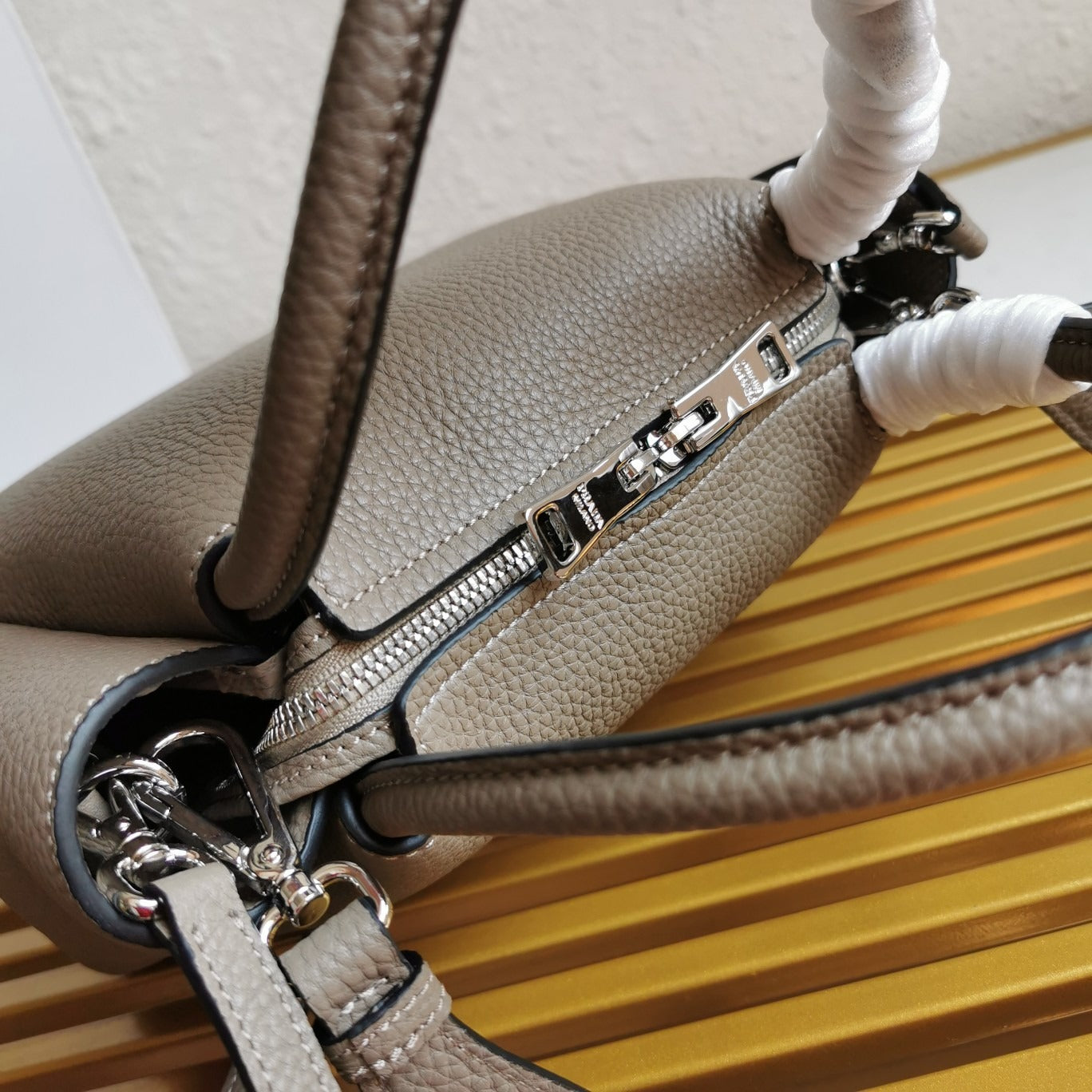 Small Leather Handbag Clay Grey