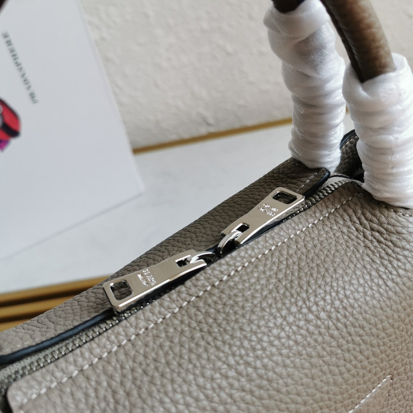 Small Leather Handbag Clay Grey