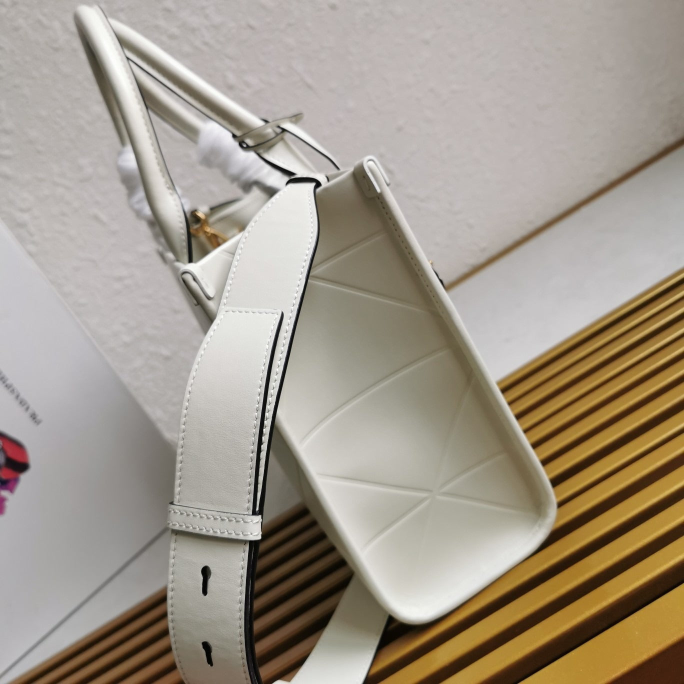 Small Leather PRD Symbole Bag With Topstitching
