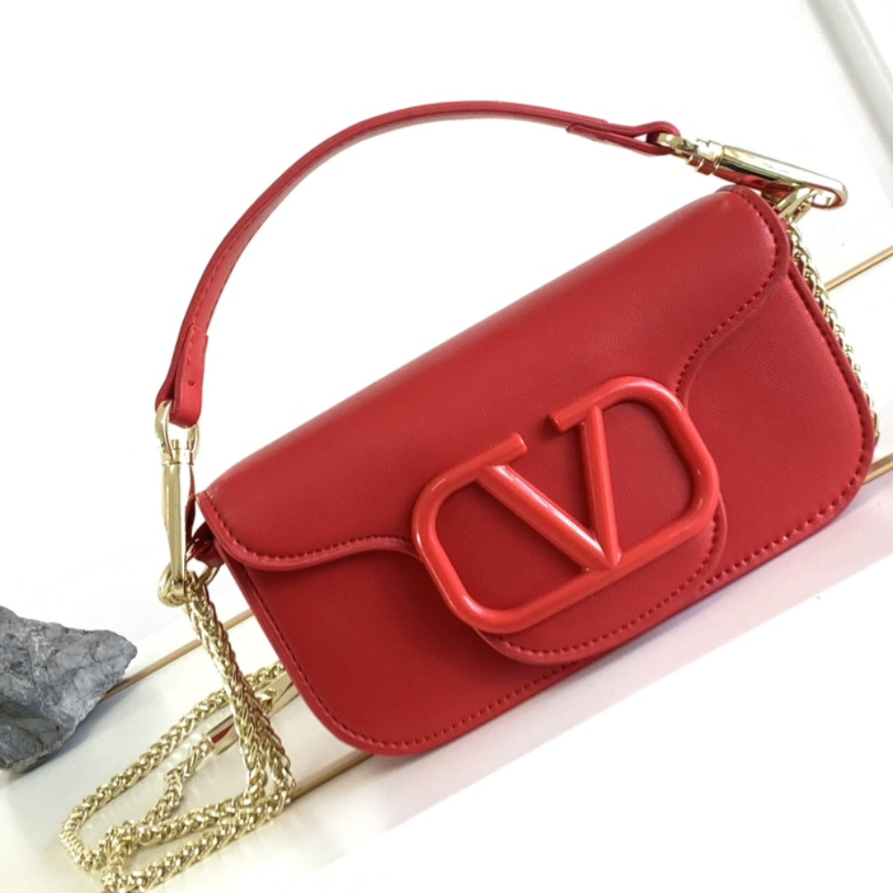 Small Locò Red Leather Shoulder Bag for Women