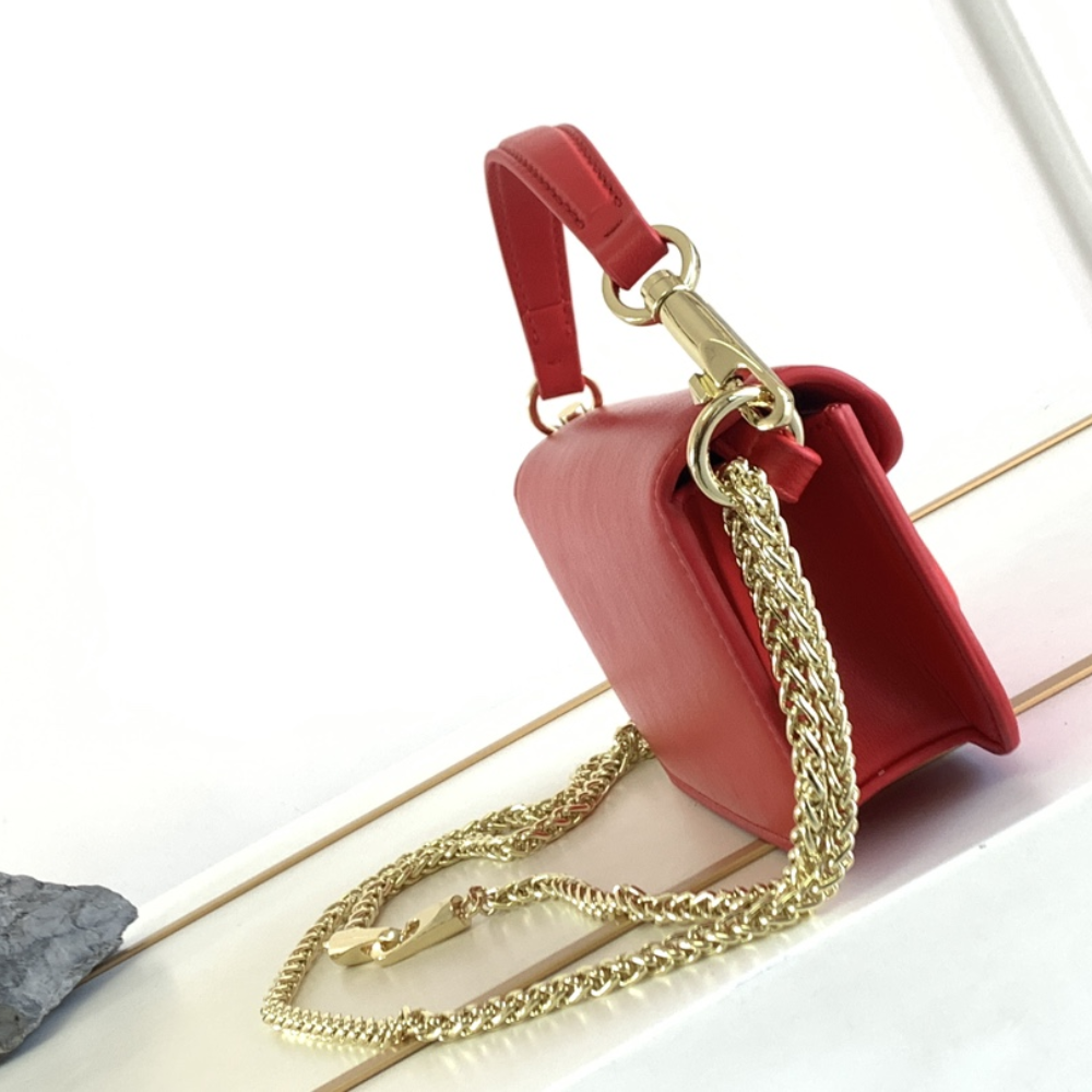 Small Locò Red Leather Shoulder Bag for Women