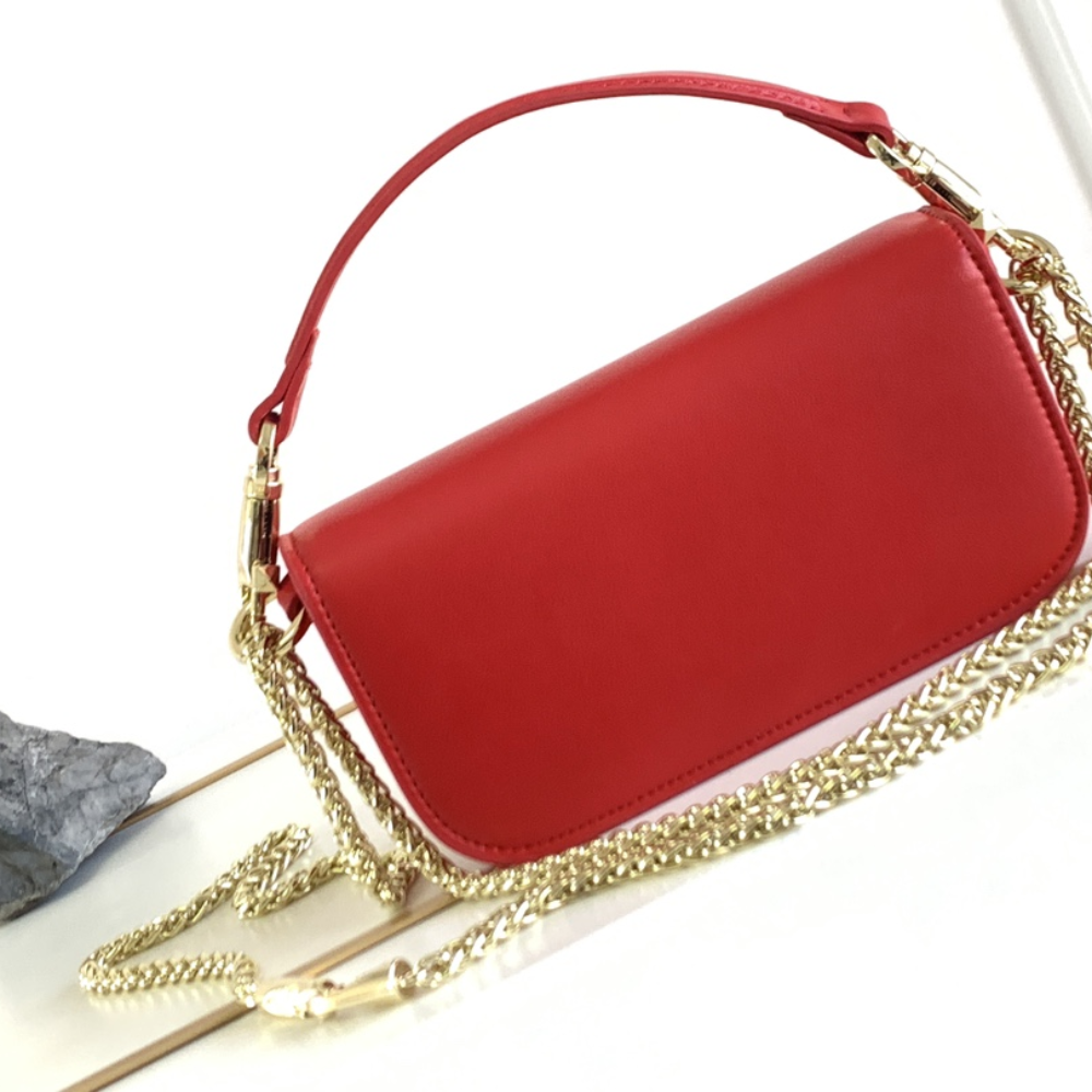 Small Locò Red Leather Shoulder Bag for Women