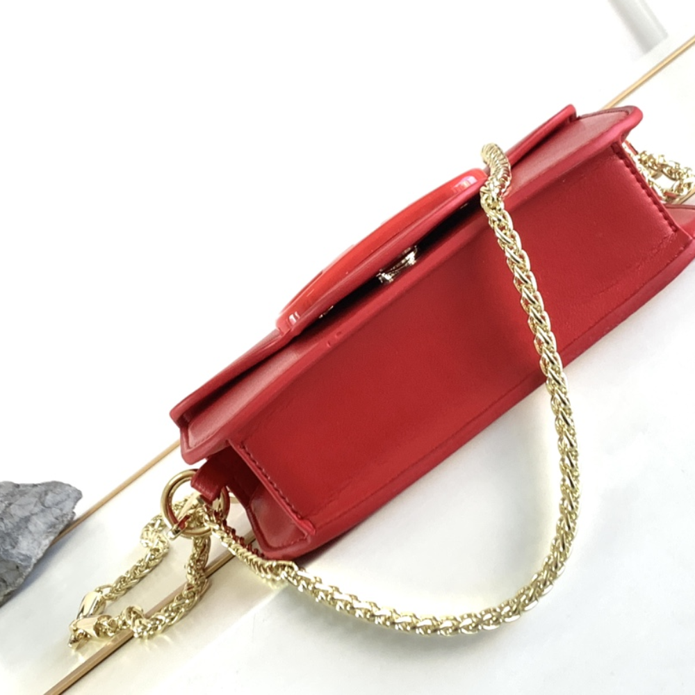 Small Locò Red Leather Shoulder Bag for Women