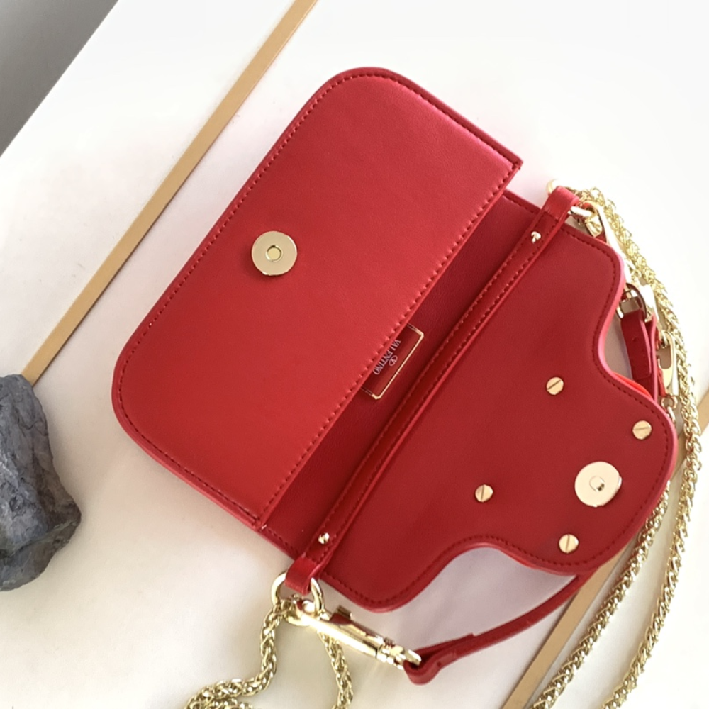 Small Locò Red Leather Shoulder Bag for Women