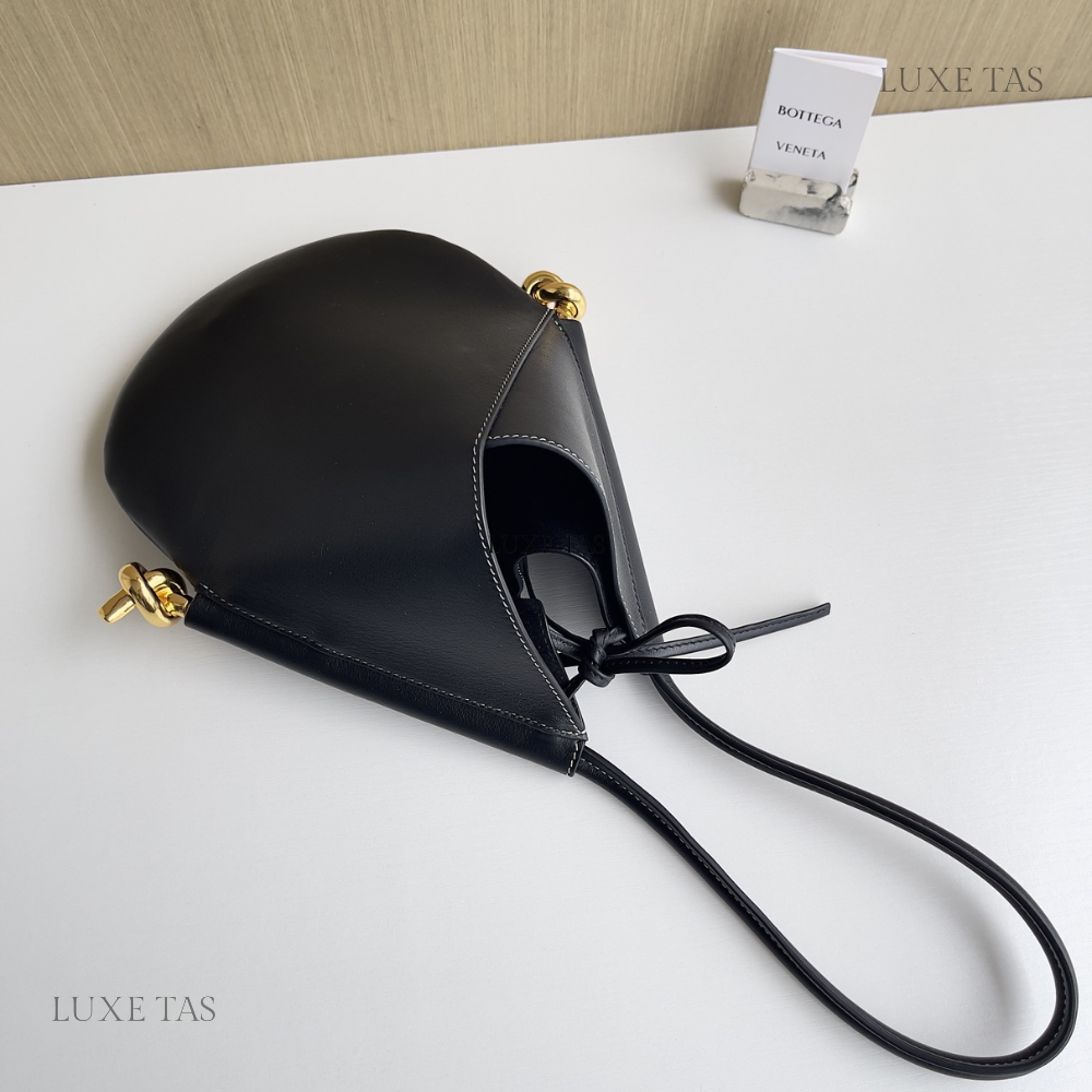 Small Solstice Black Leather Tote Bag for Women